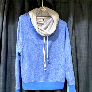 Blue cowl neck pullover